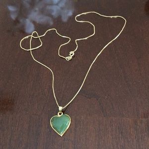New Zealand Jade Heart Necklace w/ 14k Gold Chain